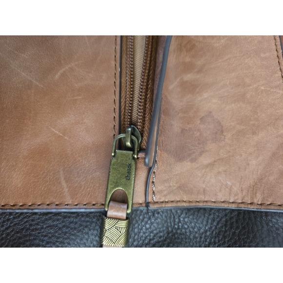 The Sak Indio Two Tone Brown Leather‎  Alameda Purse Snake Skin Pattern Strap - Picture 5 of 12